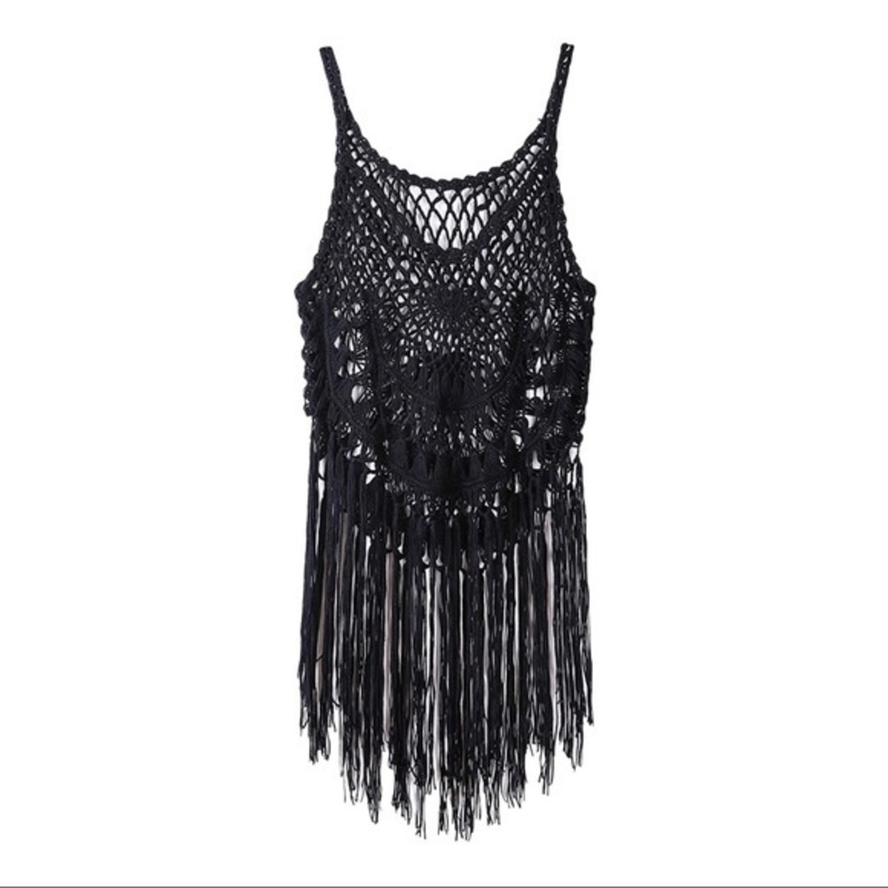 Handmade Black Crochet Cover-Up - Picture 2 of 7